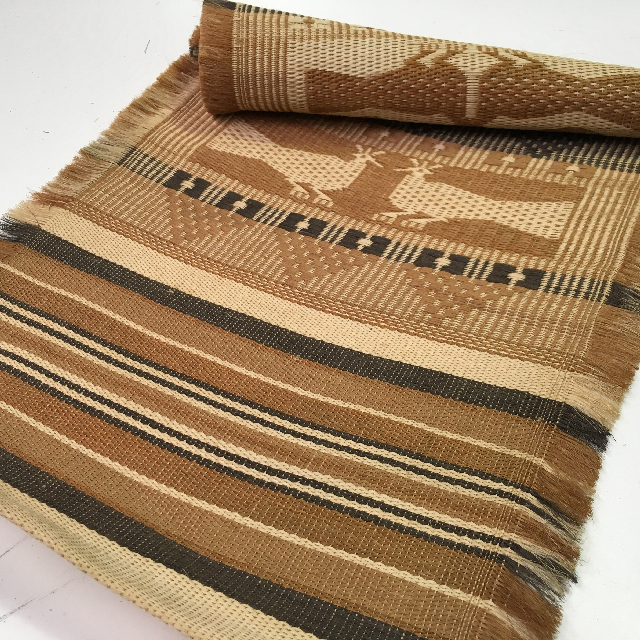 TABLE RUNNER, Aztec Peacocks - Brown Stripe